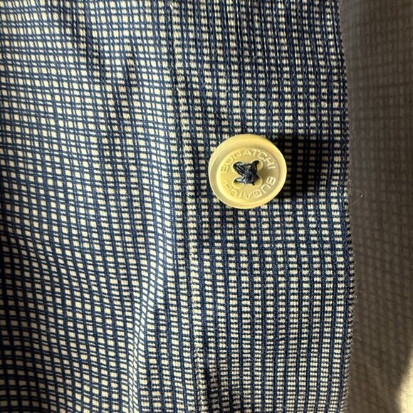 Bugatchi Long Sleeve Button Up Shirt 8-Way Stretch Blue & White Dimensional M - Picture 8 of 8